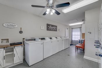 Community laundry room with multiple washers